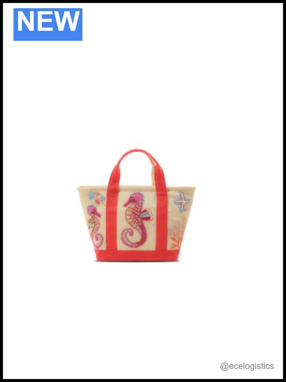 Hand-Beaded Canvas Small Tote with Magnetic Snap